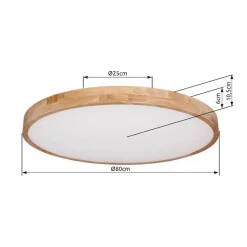 Rainer LED-kattovalaisin, Ø 80 cm, puusepäntehoste, metalli, CCT