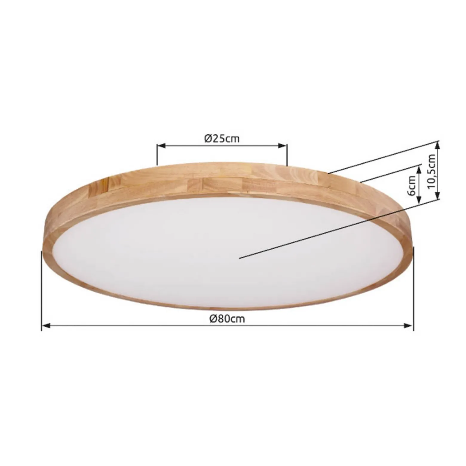 Rainer LED-kattovalaisin, Ø 80 cm, puusepäntehoste, metalli, CCT