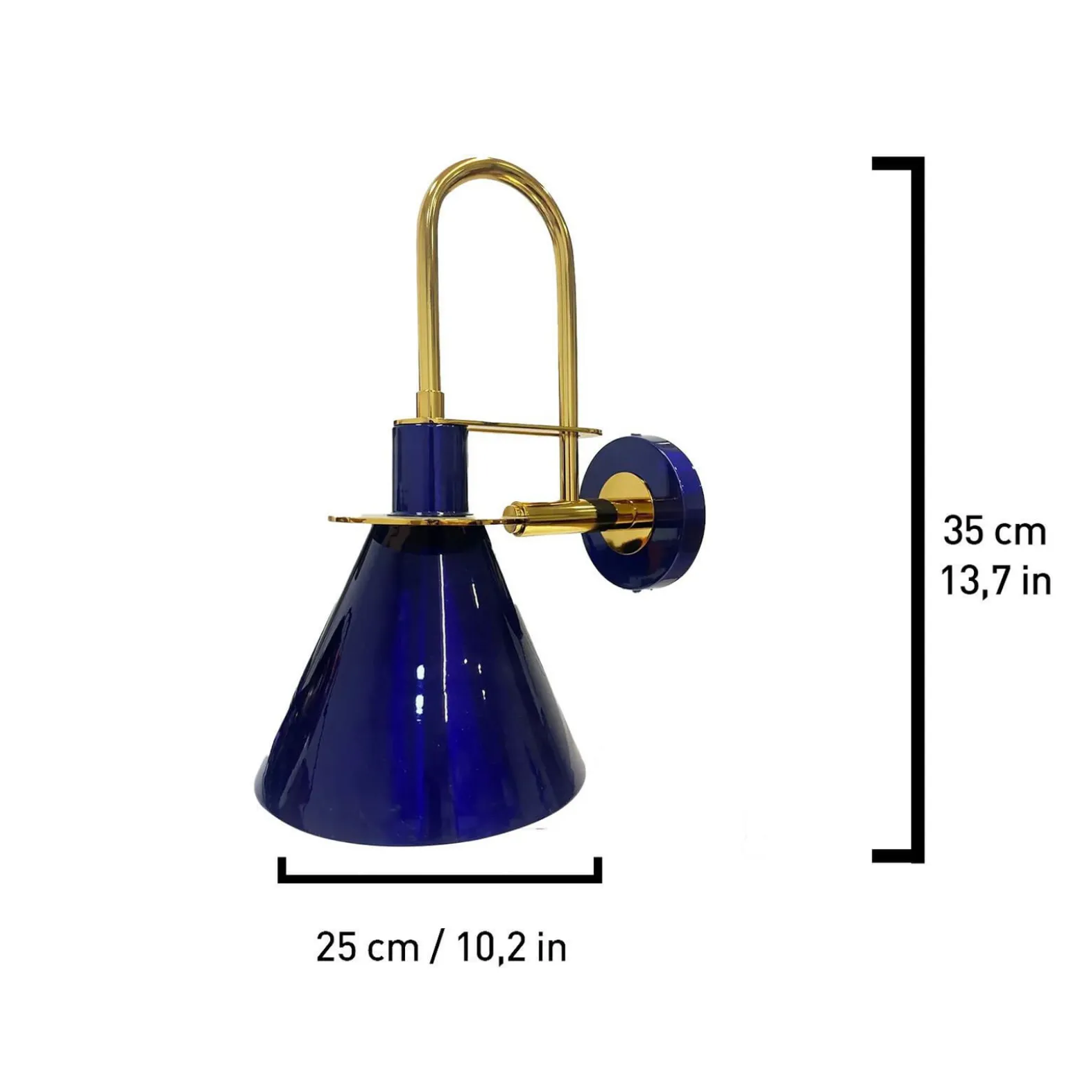 Ramsay-seinävalaisin, tummansininen/kultainen, korkeus 35 cm, metalli