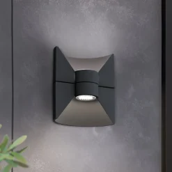 Redondo-LED-ulkoseinälamppu, antrasiitti, korkeus 17 cm, 2-lamppuinen