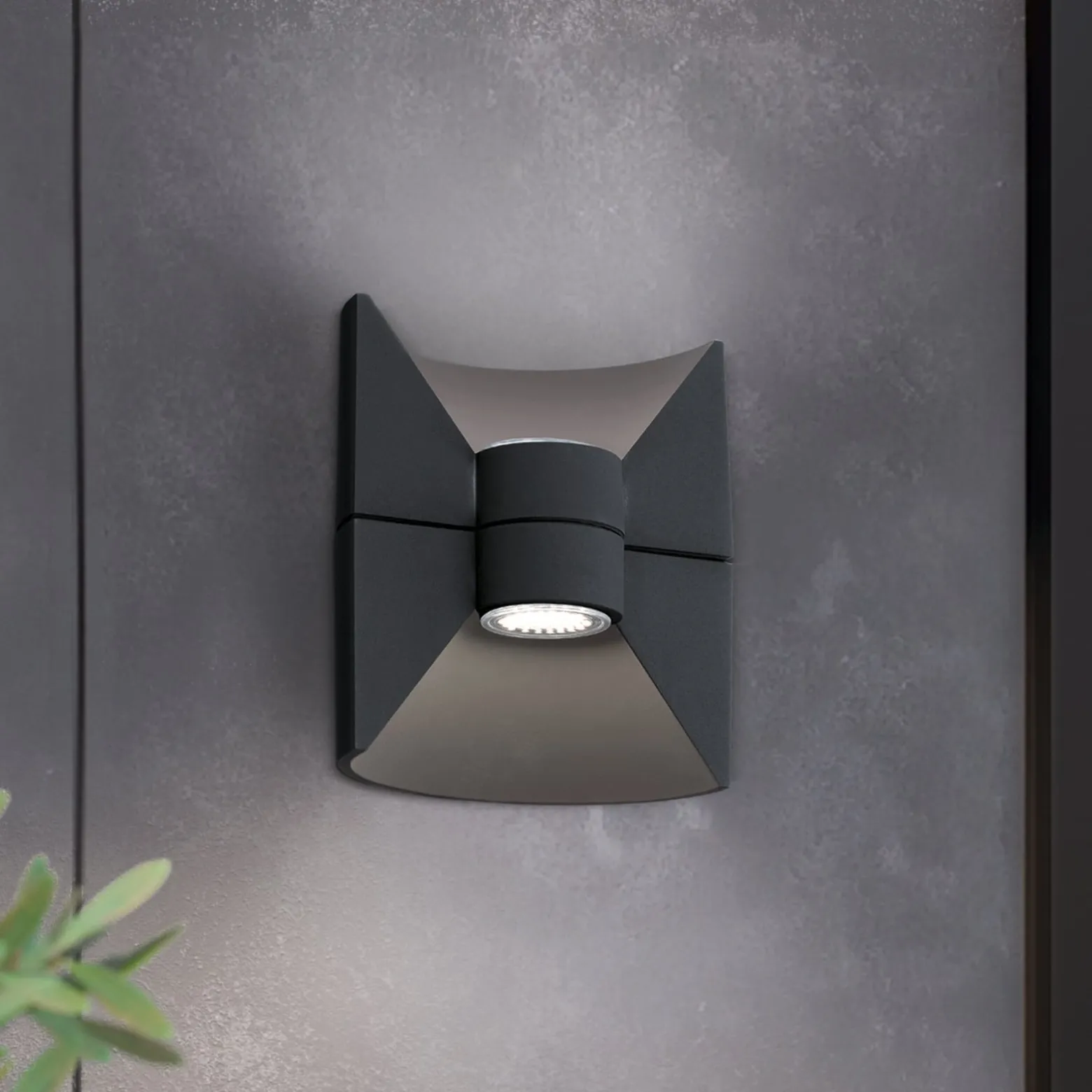 Redondo-LED-ulkoseinälamppu, antrasiitti, korkeus 17 cm, 2-lamppuinen