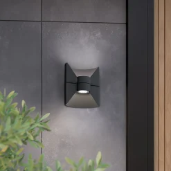 Redondo-LED-ulkoseinälamppu, antrasiitti, korkeus 17 cm, 2-lamppuinen