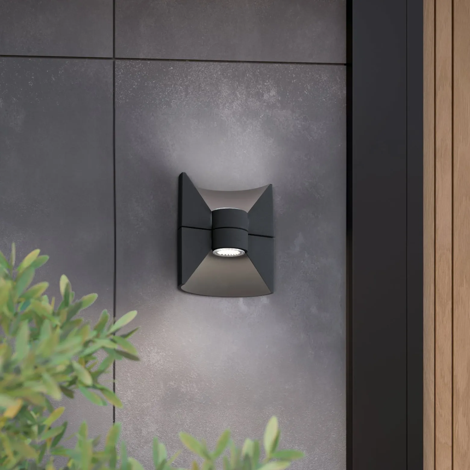 Redondo-LED-ulkoseinälamppu, antrasiitti, korkeus 17 cm, 2-lamppuinen