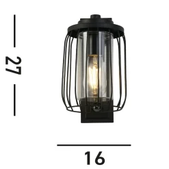 Reed ulkoseinävalaisin, IP44, musta, metallia