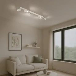 Rengaskattovalaisin, beige, pituus 117 cm, teräs, 6 valoa.