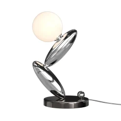 RESONANCE-LED-pöytälamppu, platina/opaali, 37 cm, metalli/lasi, himmennettävä