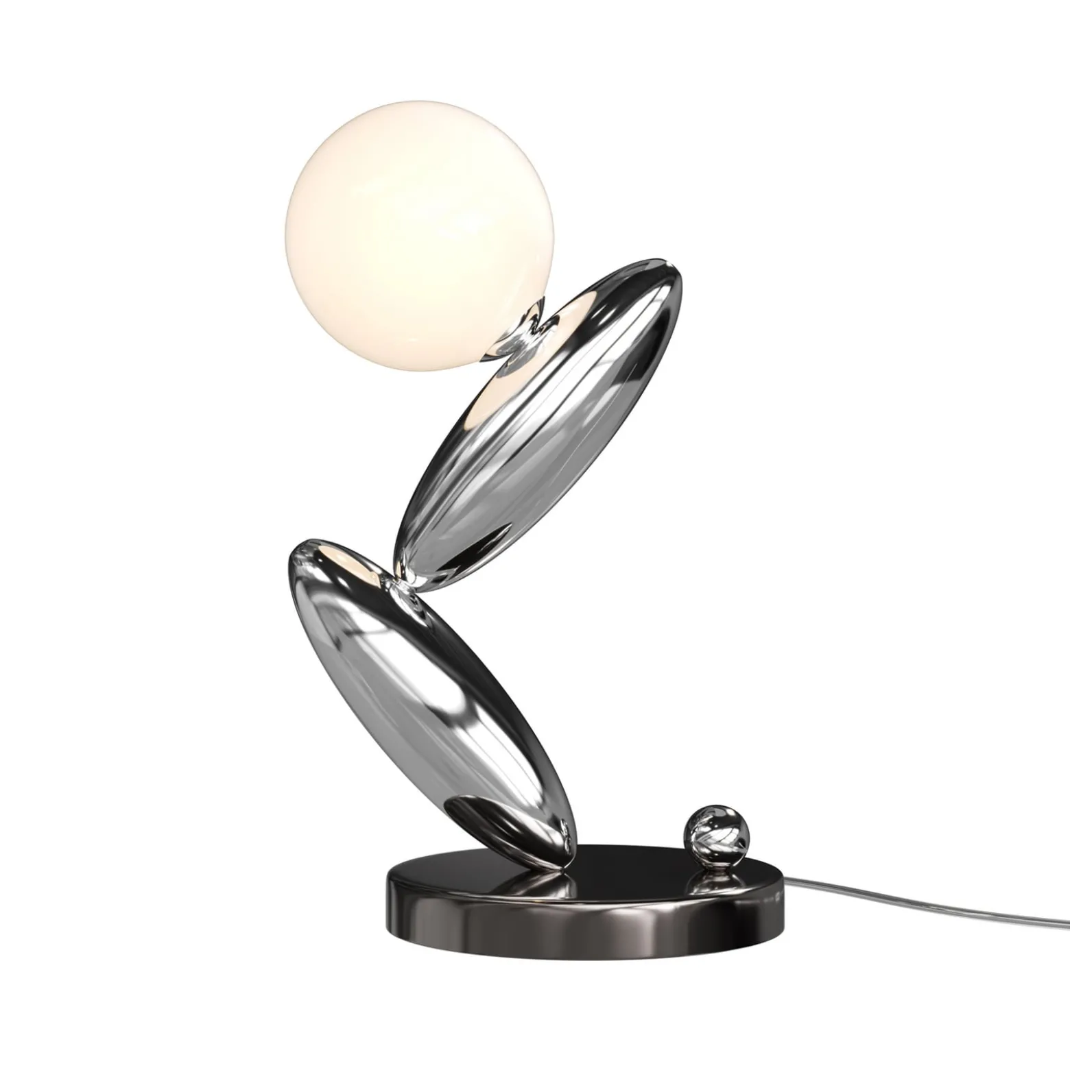 RESONANCE-LED-pöytälamppu, platina/opaali, 37 cm, metalli/lasi, himmennettävä