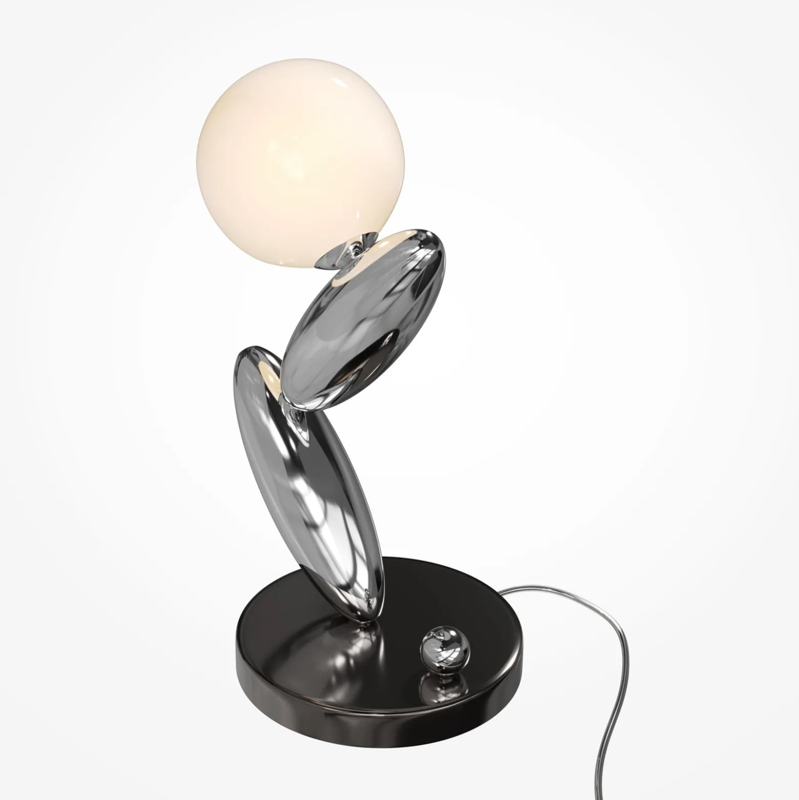 RESONANCE-LED-pöytälamppu, platina/opaali, 37 cm, metalli/lasi, himmennettävä