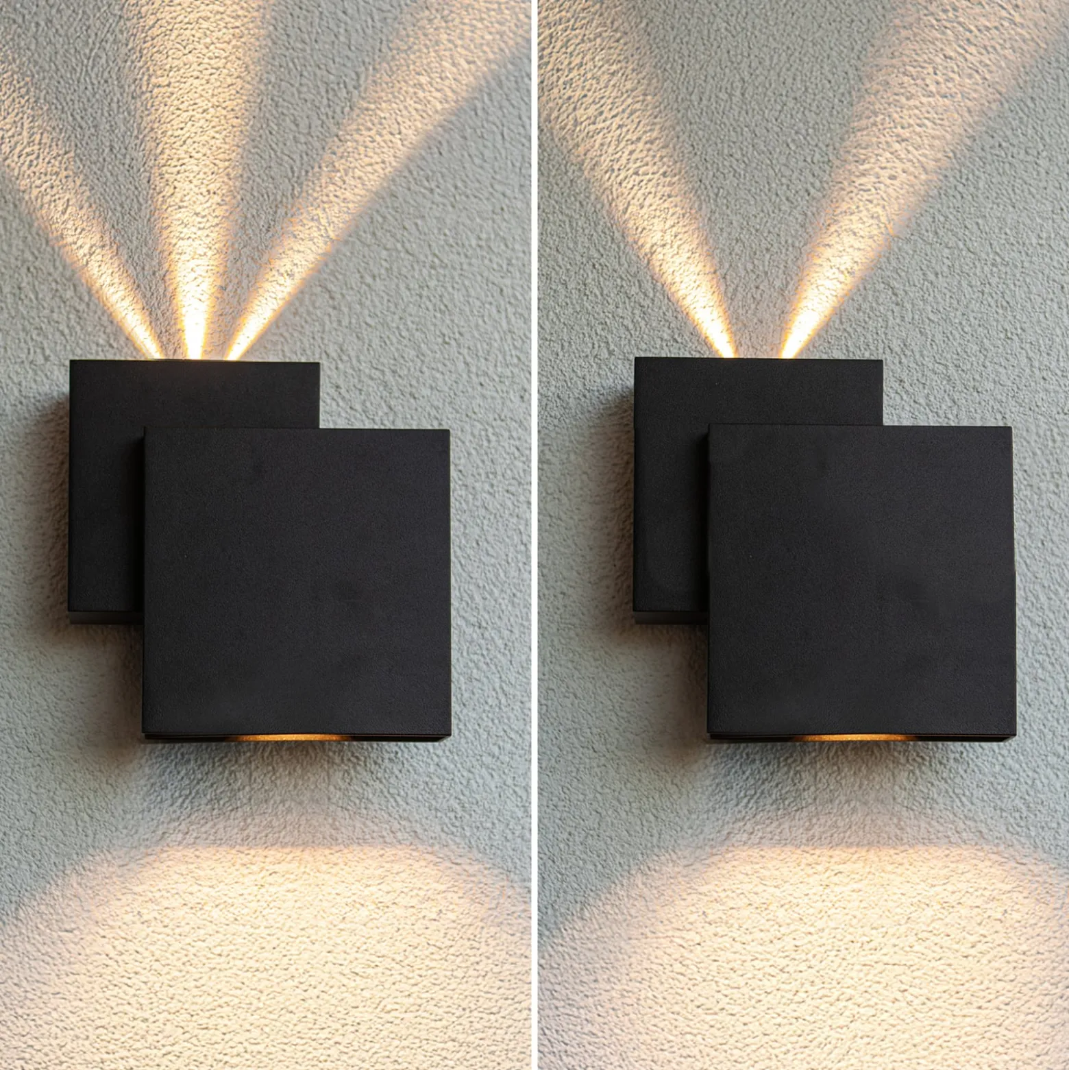 RIALTO-LED-ulkoseinävalaisin, musta, 20 cm, IP44, ylös/alas