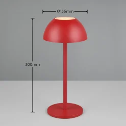 Ricardo ladattava LED-pöytävalaisin, punainen, korkeus 30 cm, muovia