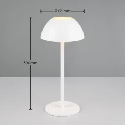Ricardo ladattava LED-pöytävalaisin, valkoinen, korkeus 30 cm, muovia