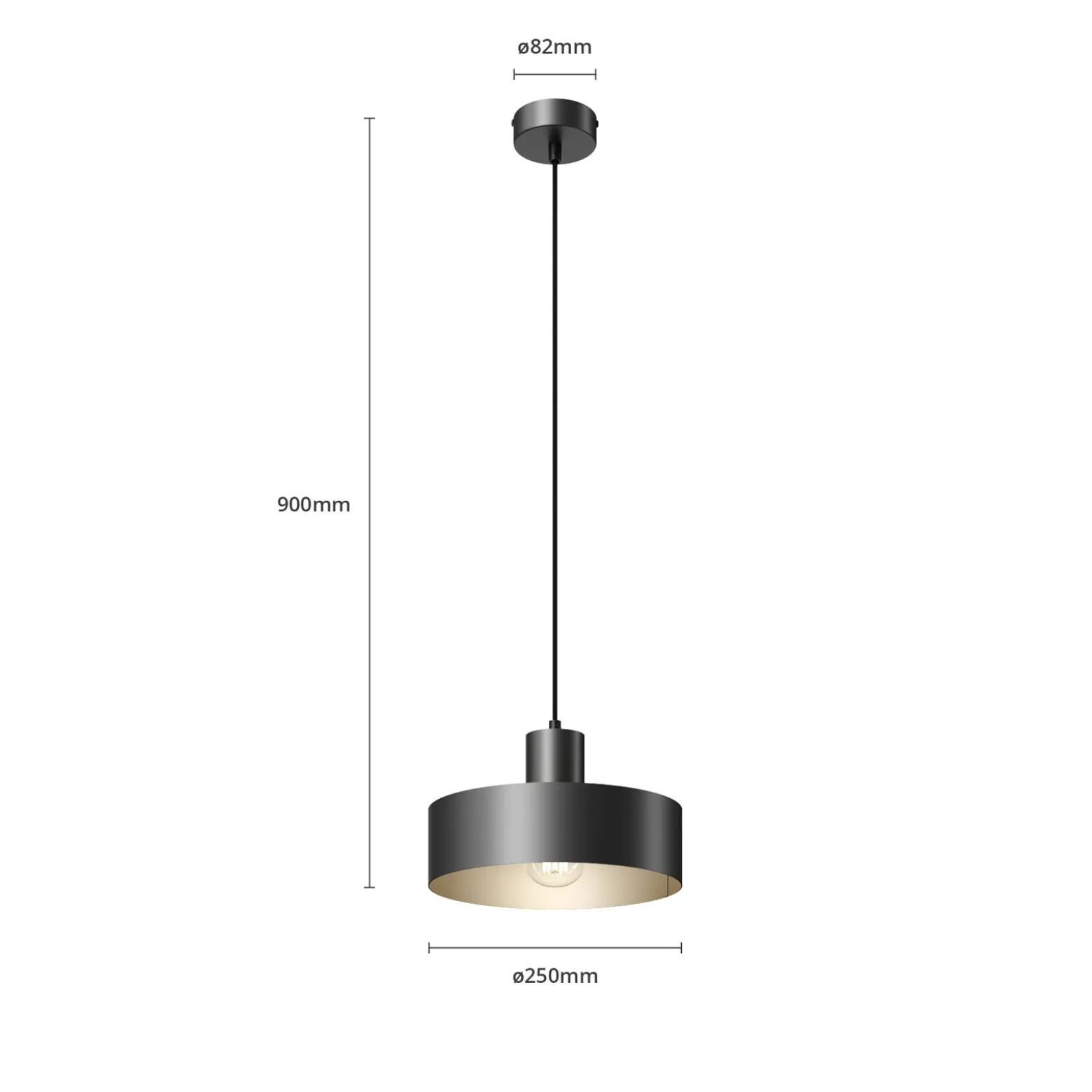 Rif riippuvalaisin metallia, musta, Ø 25 cm