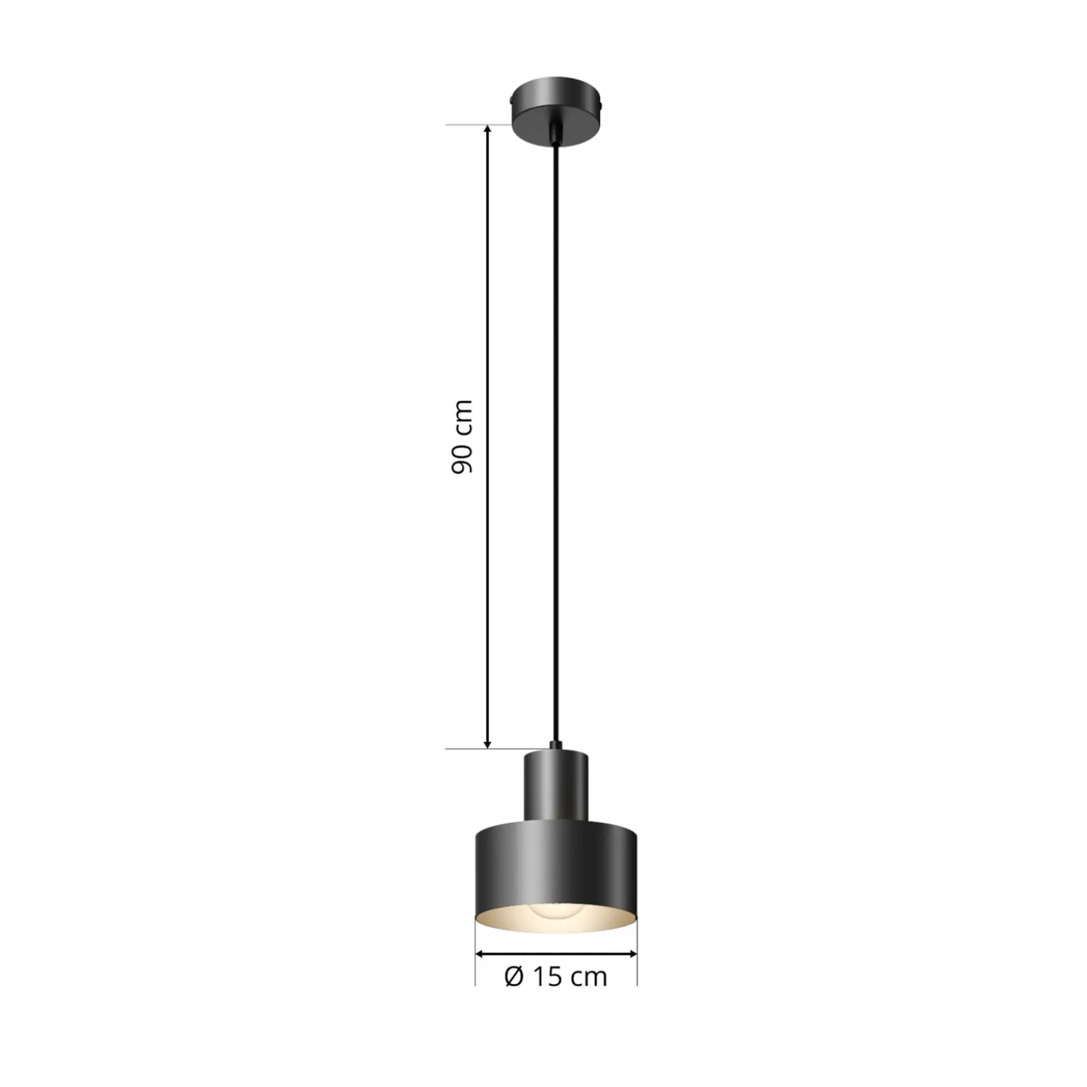 Rif riippuvalaisin metallia, musta, Ø 15 cm