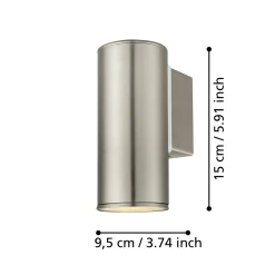Riga-seinälamppu, ruostumaton teräs, korkeus 15 cm, ruostumaton teräs