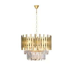 Riippuvalaisin Aspen metallia kullanväriset lasikristallit, korkeus 30 cm