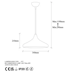 Riippuvalaisin Barek 11545, messinki, metallia, Ø 34 cm