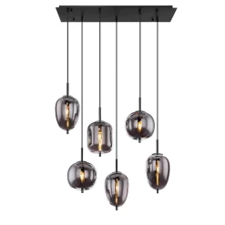 Riippuvalaisin Blacky, musta/savunharmaa, pituus 80 cm, 6 valoa.
