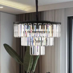 Riippuvalaisin Cristal, läpinäkyvä/musta, Ø 56 cm