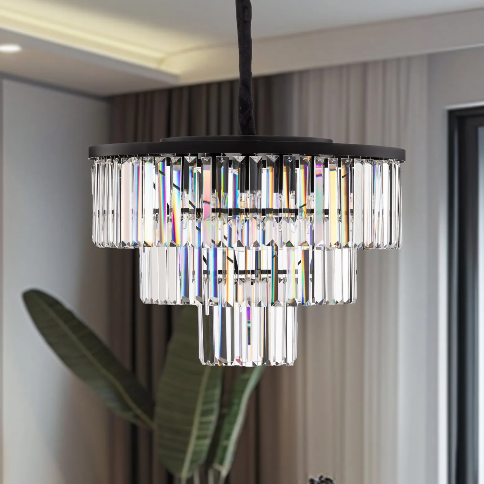 Riippuvalaisin Cristal, läpinäkyvä/musta, Ø 56 cm