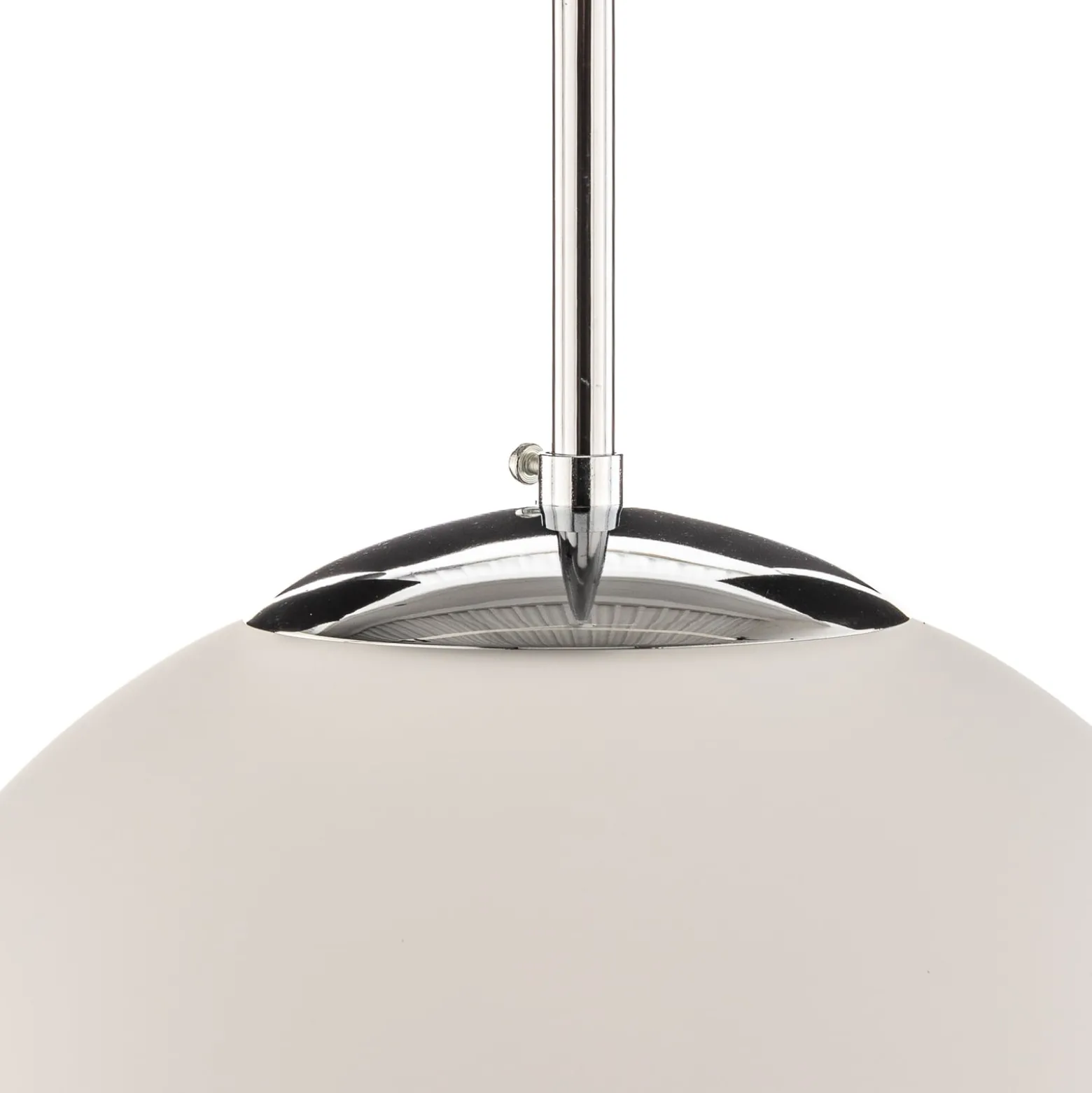 Riippuvalaisin Dione, 1-lamppuinen, valkoinen/kromi 30 cm