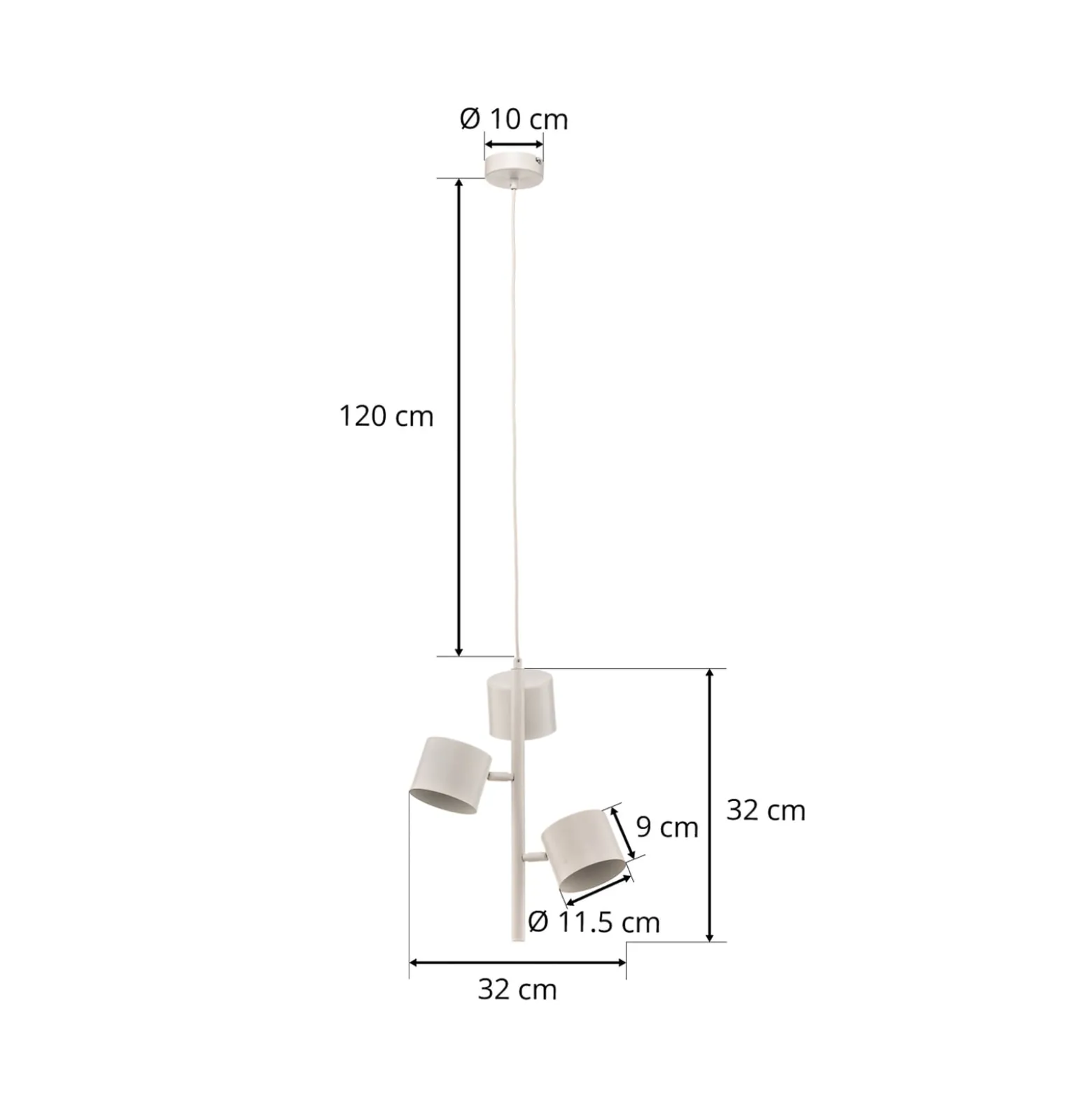 Riippuvalaisin 1046E, 3-lamppuinen, valkoinen