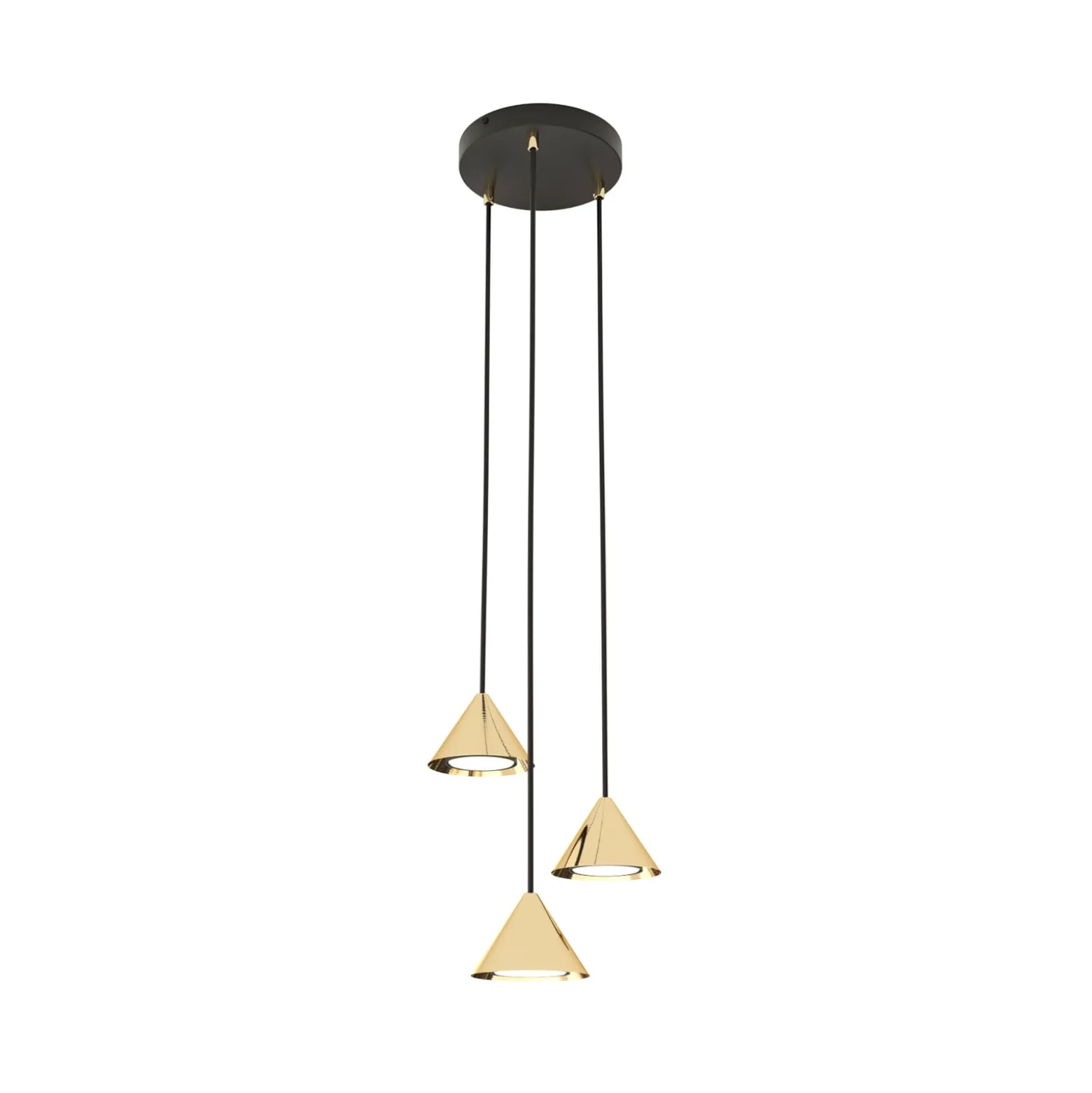 Riippuvalaisin Elit, 3-lamppuinen, Ø 20 cm, musta/kulta, metalli