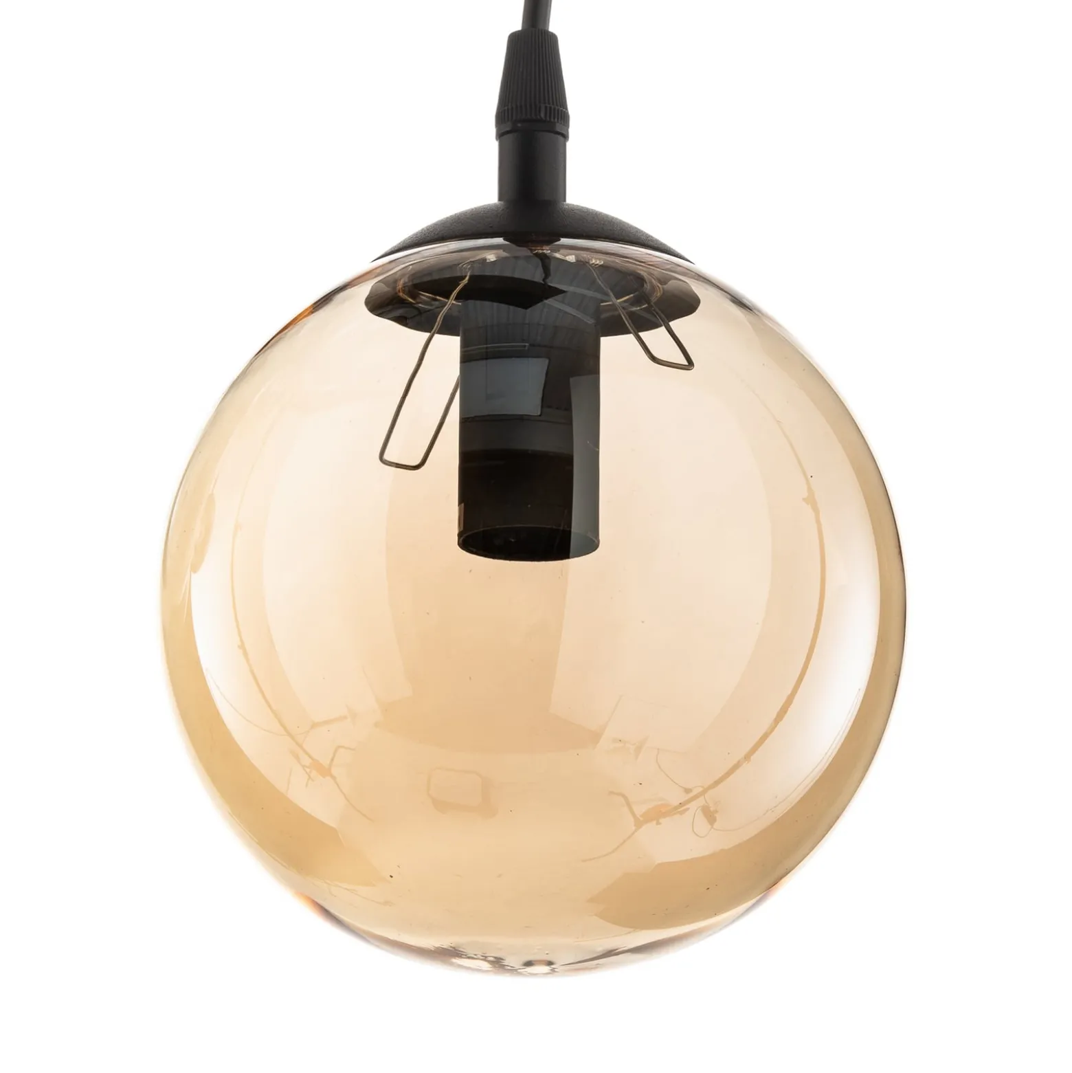 Riippuvalaisin Glassy, 6-lamppuinen, grafiitti/keltainen/kirkas, lasi, 75 cm