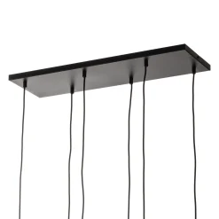 Riippuvalaisin Glassy, 6-lamppuinen, grafiitti/keltainen/kirkas, lasi, 75 cm