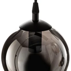 Riippuvalaisin Glassy, 6-lamppuinen, grafiitti/keltainen/kirkas, lasi, 75 cm