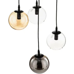 Riippuvalaisin Glassy, 4-lamppuinen, musta, grafiitti/keltainen/kirkas, E14