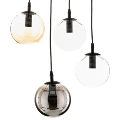 Riippuvalaisin Glassy, 4-lamppuinen, musta, grafiitti/keltainen/kirkas, E14