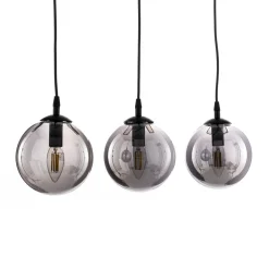 Riippuvalaisin Glassy, 3-lamppuinen, suora, musta, grafiitti, lasi