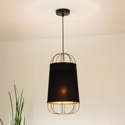 Riippuvalaisin Lantern small, tekstiili, metalli, musta