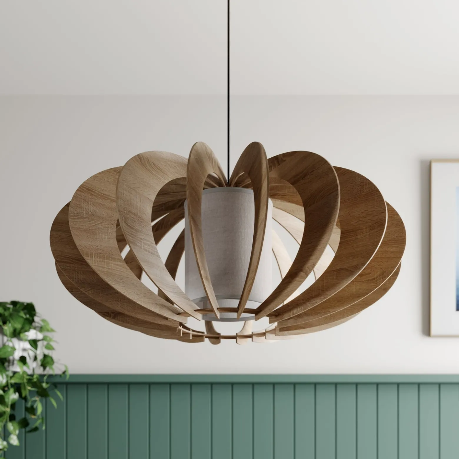 Riippuvalaisin Modern A L puusäleillä, Ø 60 cm