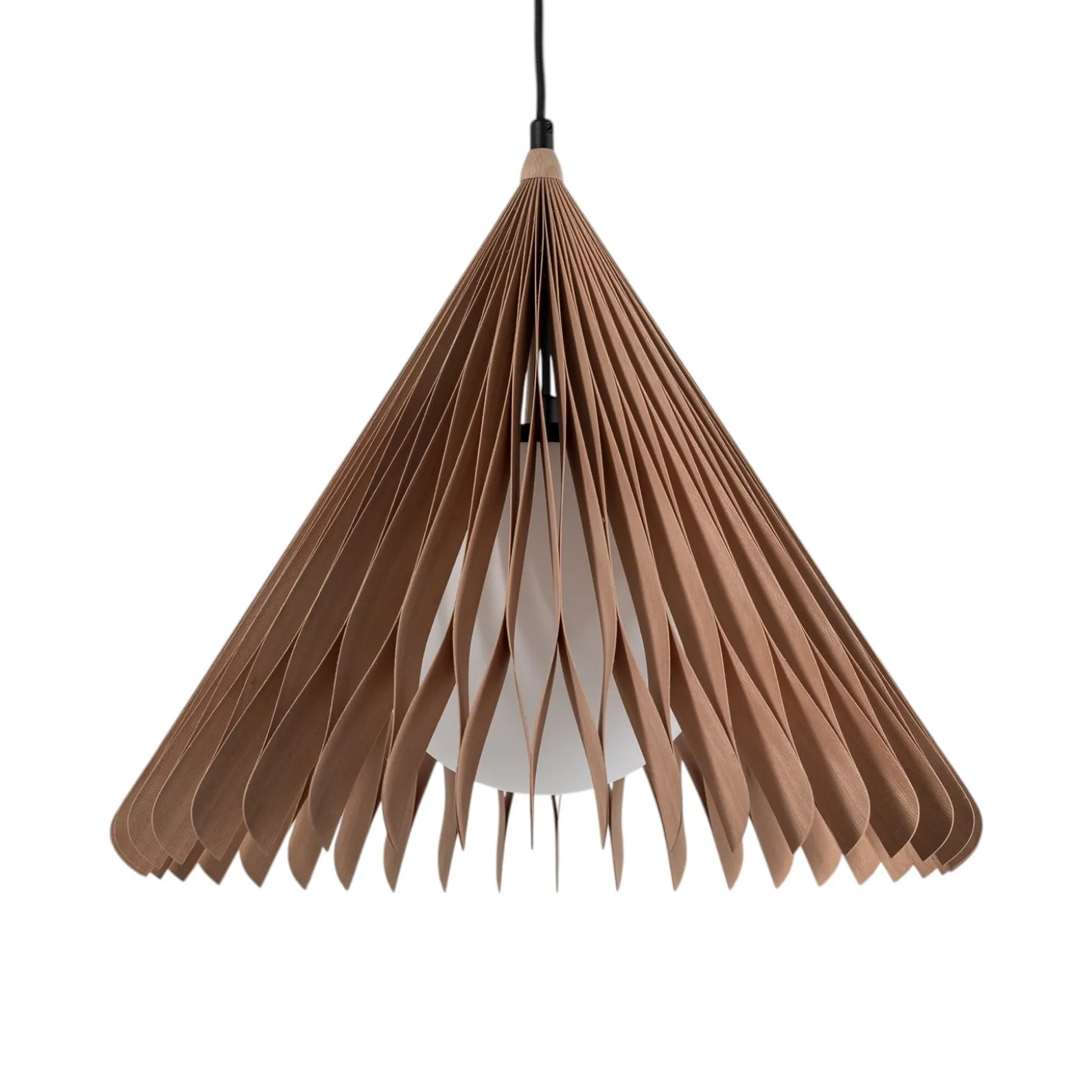 Riippuvalaisin Nature Sun lasi XL, kartio terävä, Ø 48 cm, puu