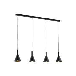 Riippuvalaisin Norte, musta, teräs, pituus 114 cm, 4-lamppuinen