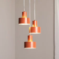 Riippuvalaisin Rif 3, tiilenpunainen, pyöreä, 3-lamppuinen, Ø 33 cm