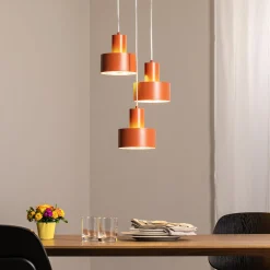 Riippuvalaisin Rif 3, tiilenpunainen, pyöreä, 3-lamppuinen, Ø 33 cm