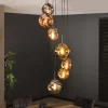 Riippuvalaisin Stellar 7-light pyöreä, antiikkihopea, monivärinen lasi