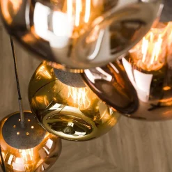 Riippuvalaisin Stellar 7-light pyöreä, antiikkihopea, monivärinen lasi