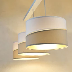 Riippuvalaisin Susan, 3-lamppuinen, valkoinen/beige/kulta