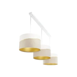 Riippuvalaisin Susan, 3-lamppuinen, valkoinen/beige/kulta