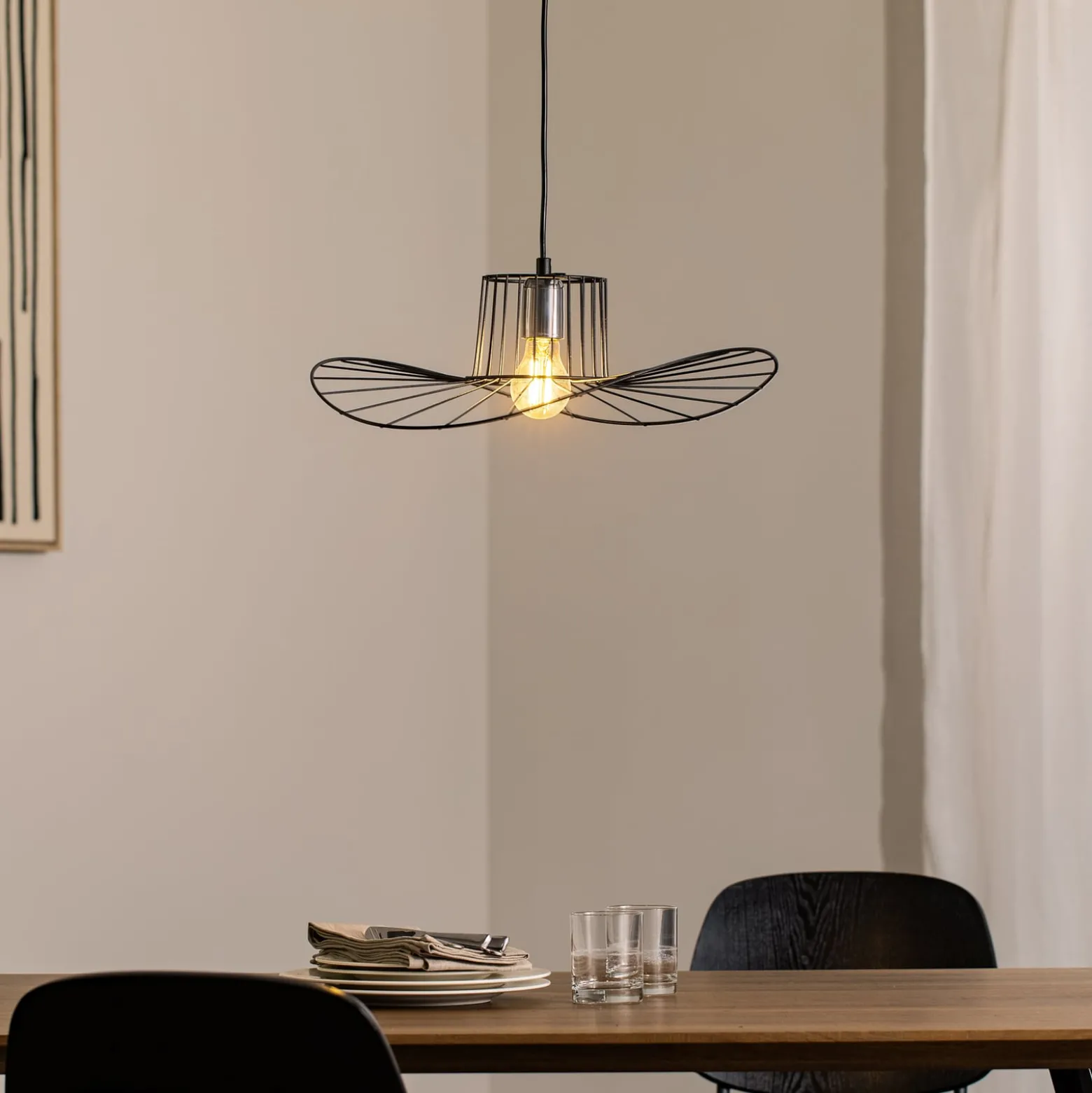 Riippuvalaisin Tel, musta, Ø 50 cm, metalli