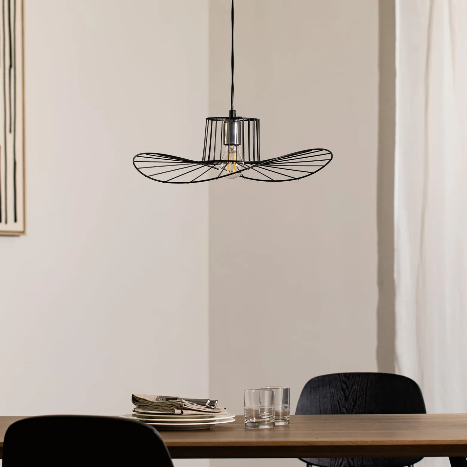 Riippuvalaisin Tel, musta, Ø 50 cm, metalli