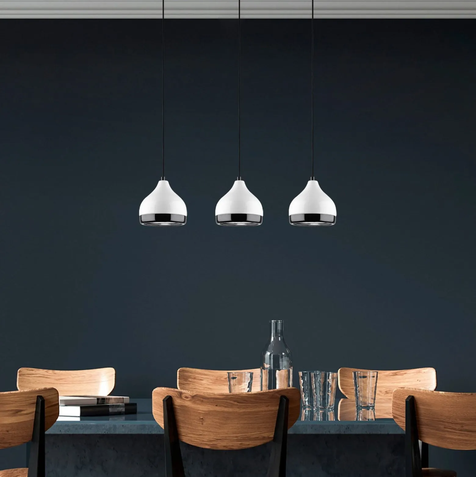 Riippuvalaisin Yildo 6878 valkoinen/musta metalli 3-lamppuinen lineaarinen