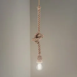 Riippuvalo AYD, beige, köysi, korkeus 70 cm, E27, käsintehty