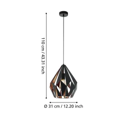 Riippuvalo Carlton musta-kupari Ø 31 cm