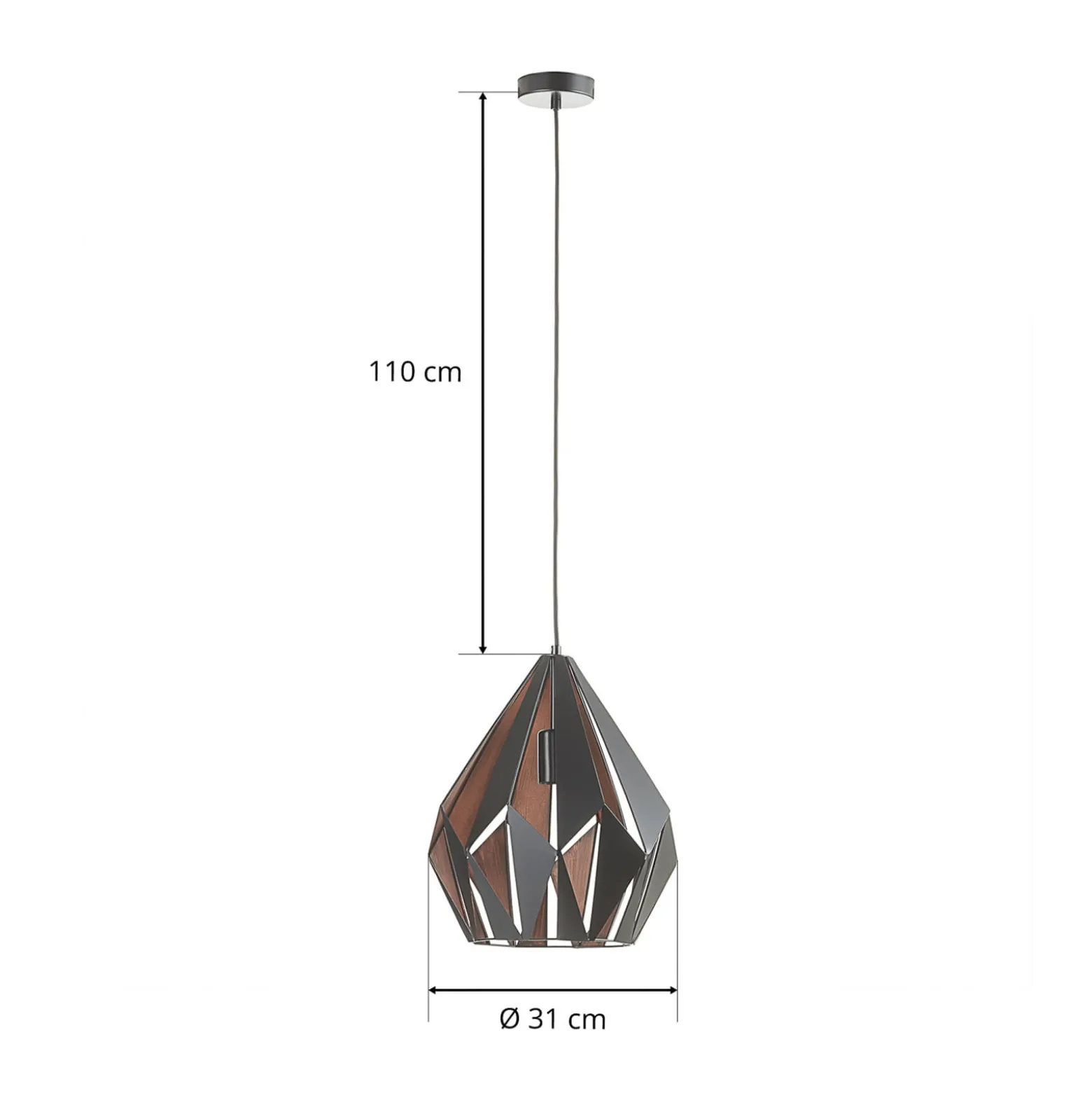 Riippuvalo Carlton musta-kupari Ø 31 cm