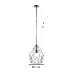 Riippuvalo Carlton, ristikkovarjostin, musta Ø31cm