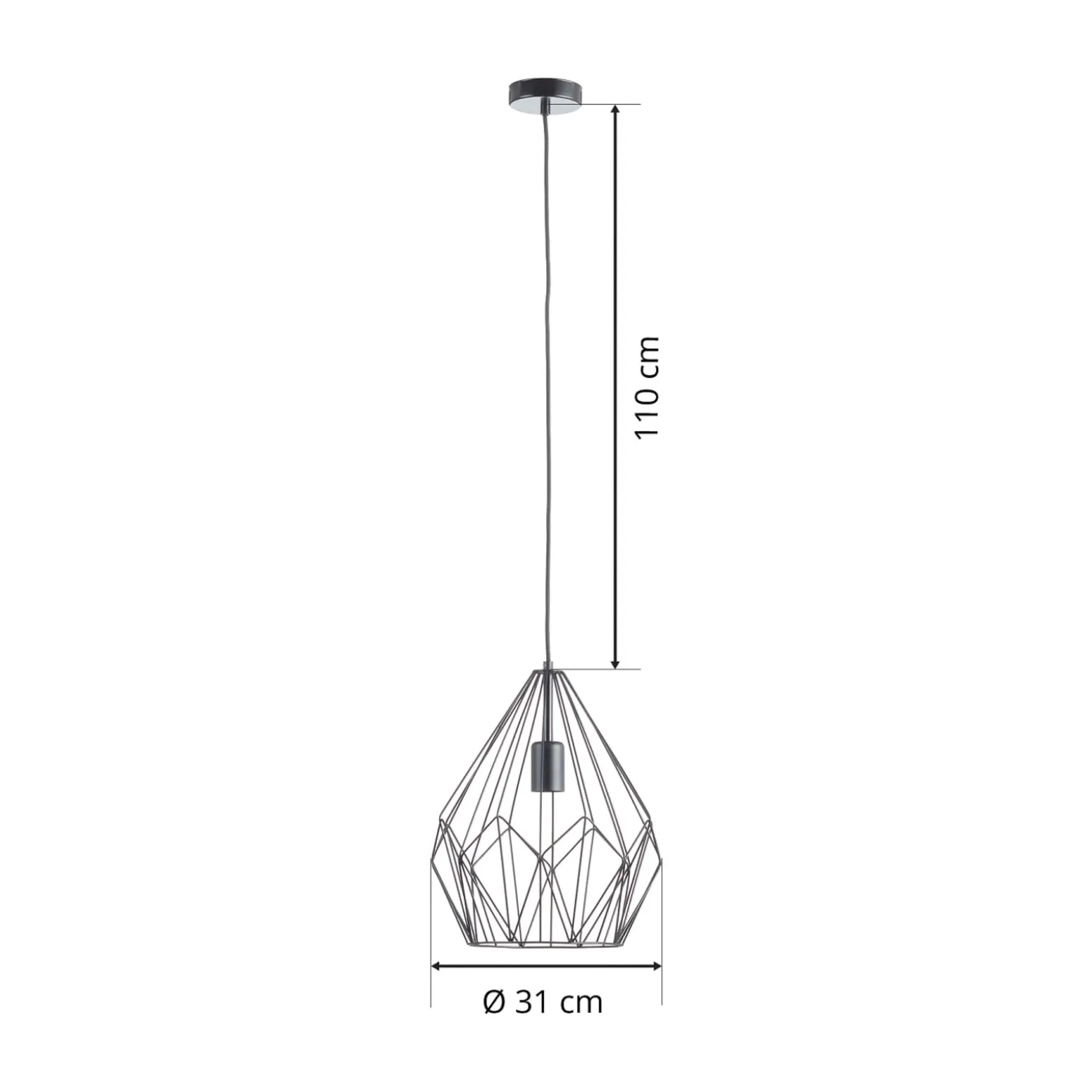 Riippuvalo Carlton, ristikkovarjostin, musta Ø31cm